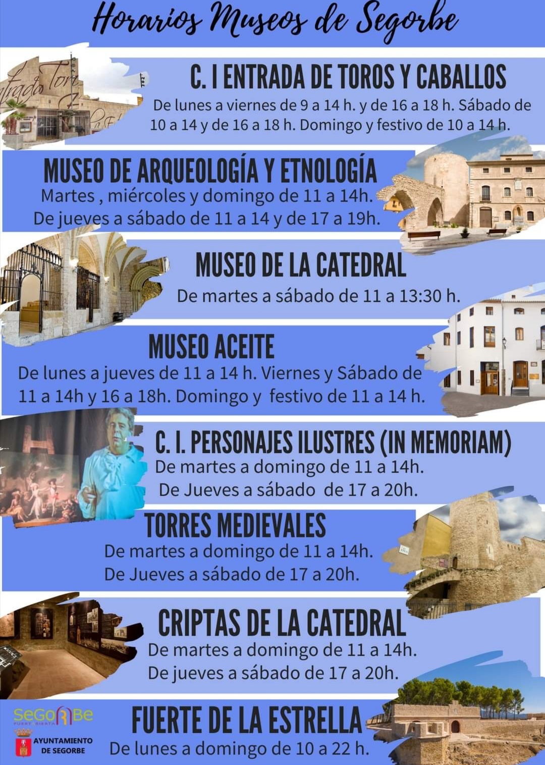 HORARIOS MUSEOS DE SEGORBE